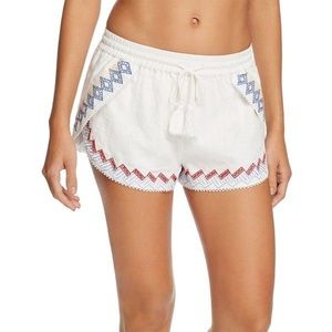 Red Carter Lemon Embroidered Linen Shorts XS